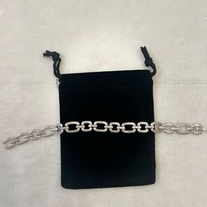 Silver Diamond Greek Key Bangle size 7